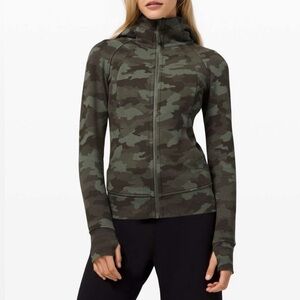 LULULEMON Camo Green Hoodie Scuba Heritage 365 Twill Multi Zipper Front Size 4
